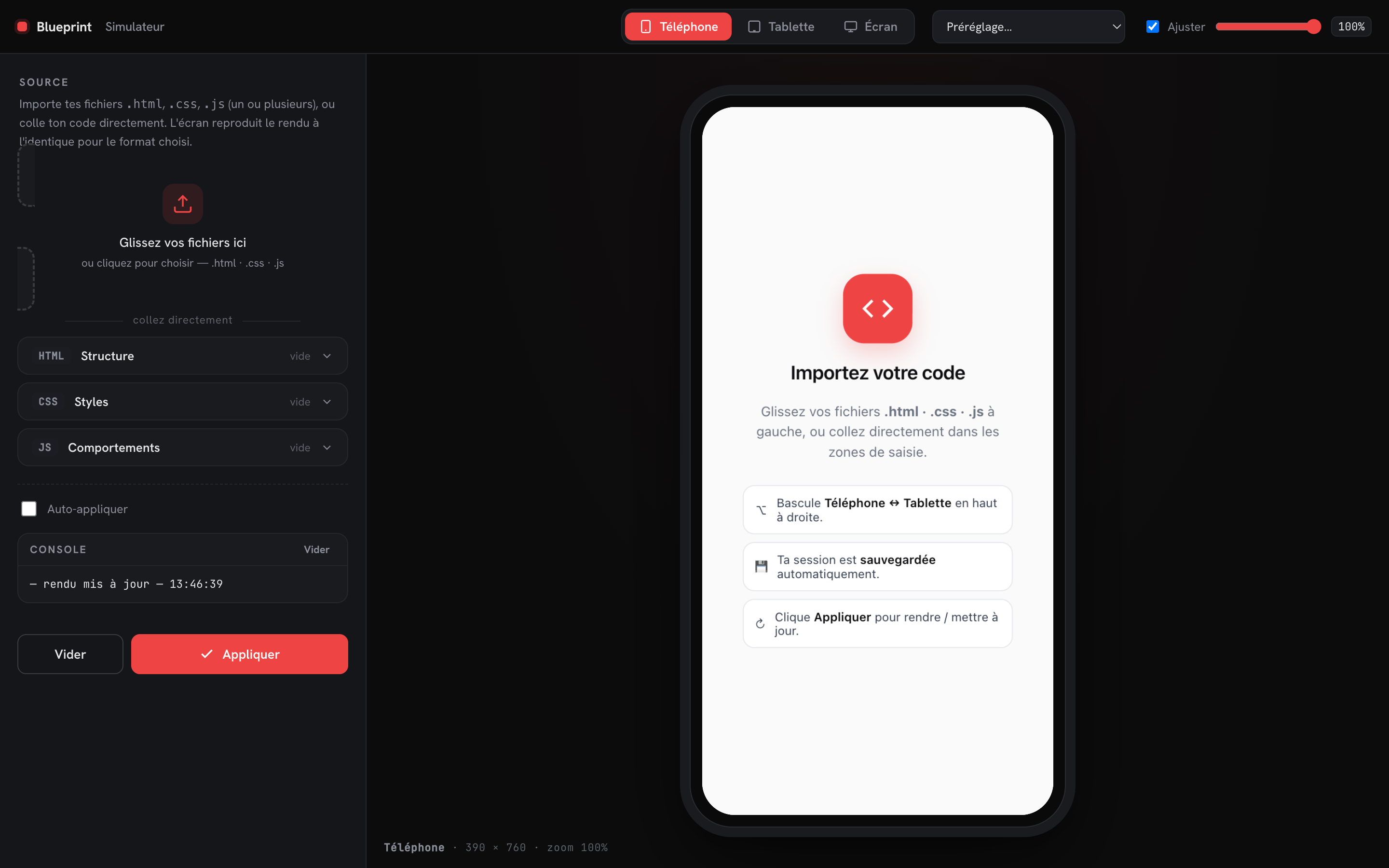 Le simulateur d'appareil