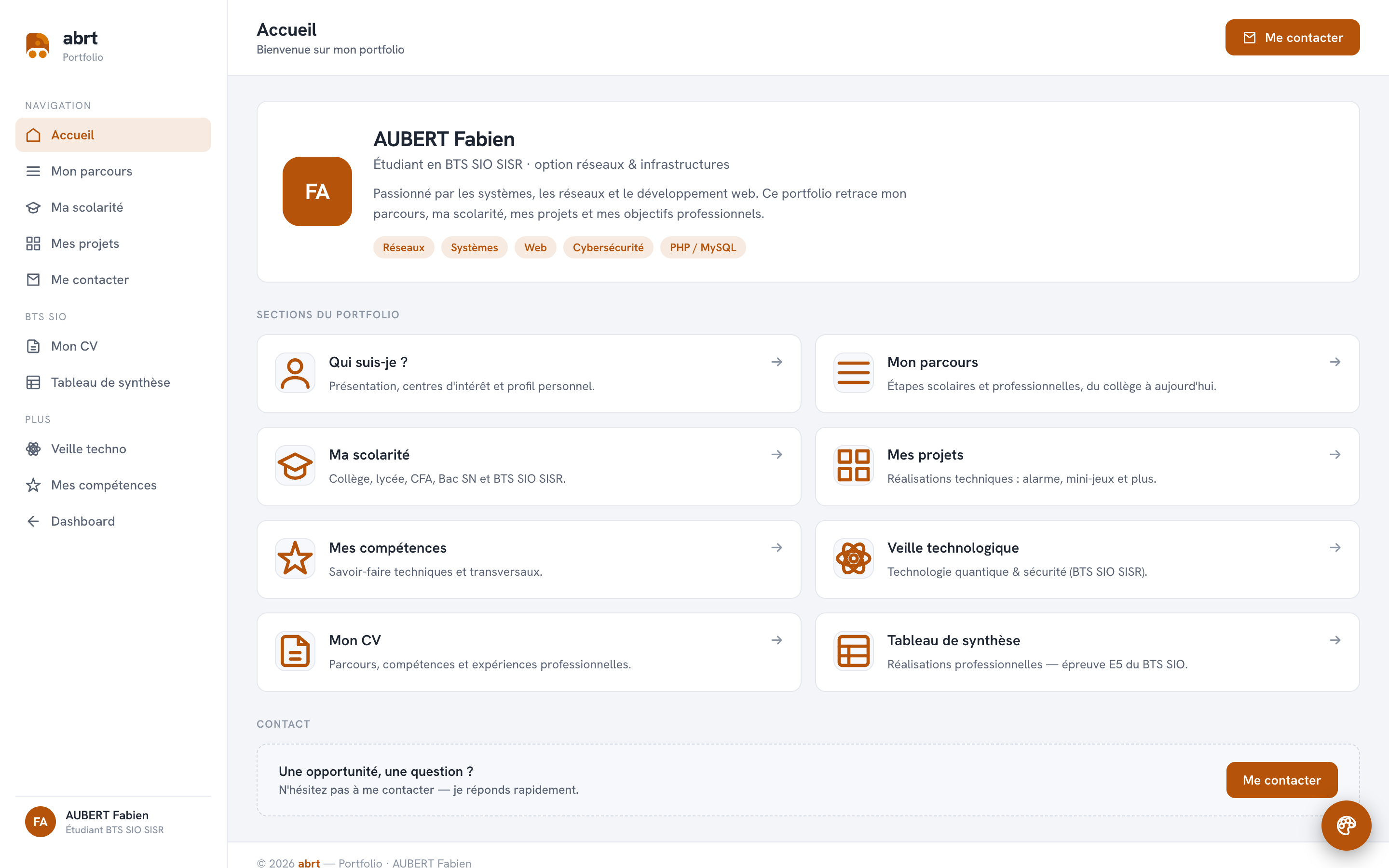 Accueil du portfolio